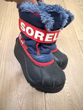 Sorel Kids Navy & Red youth snow commander Winter Boots size 10 toddler